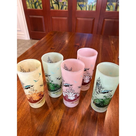 Vintage Southern Belle Frosted Tom Collins Cocktail Glasses. - Picture 8 of 13